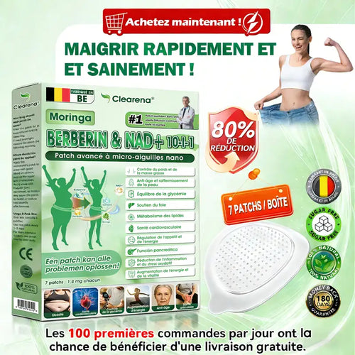 | 🇧🇪 Boutique officielle | 🧑‍⚕️🌿 𝐂𝐥𝐞𝐚𝐫𝐞𝐧𝐚® Moringa · Berbérine + NAD+ – Patch Microneedle Nano Avancé 10-en-1 (1×/jour, résultats visibles en 7 jours) | Obésité, relâchement cutané, apnée du sommeil, articulations, etc.