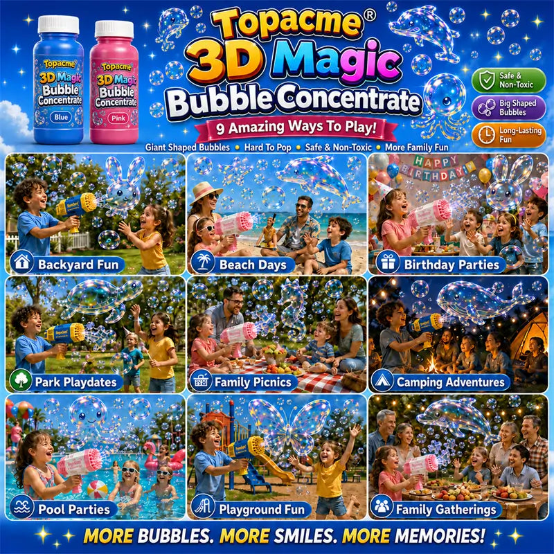 Topacme® Super Concentré à Bulles Magiques 3D —— Thème Fantastique Animaux & Océan