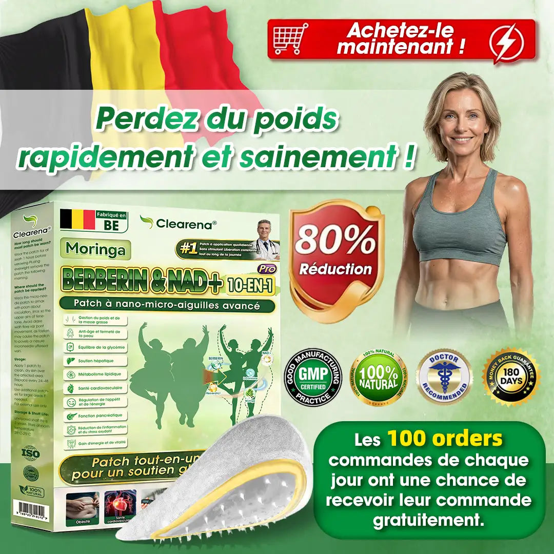 | 🏆🇧🇪 Boutique officielle | 🧑‍⚕️🌿 𝐂𝐥𝐞𝐚𝐫𝐞𝐧𝐚® Moringa · Berbérine + NAD+ – Patch Microneedle Nano Avancé 10-en-1 (1×/jour, résultats visibles en 7 jours) | Obésité, relâchement cutané, apnée du sommeil, articulations, etc.
